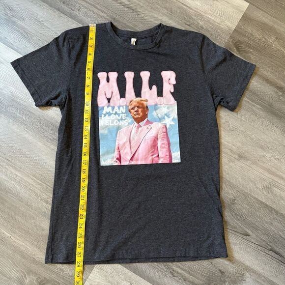 MILF Shirt Man I Love Felons Trump Gray Pink Medium - Picture 7 of 7
